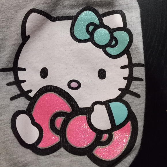 Hello Kitty Heather gray sweat pants with pink drawstring - Picture 3 of 5